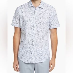 Stone Rose Men’s Ditsy Print Short Sleeve Stretch Button Up Shirt